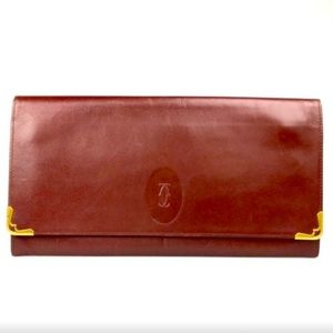 706111B V Cartier Clutch Bag Dark Red Leather